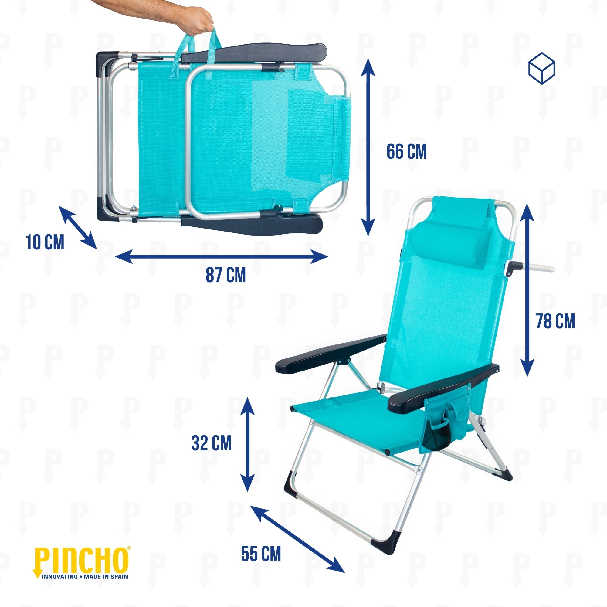 7 Silla alta turquesa